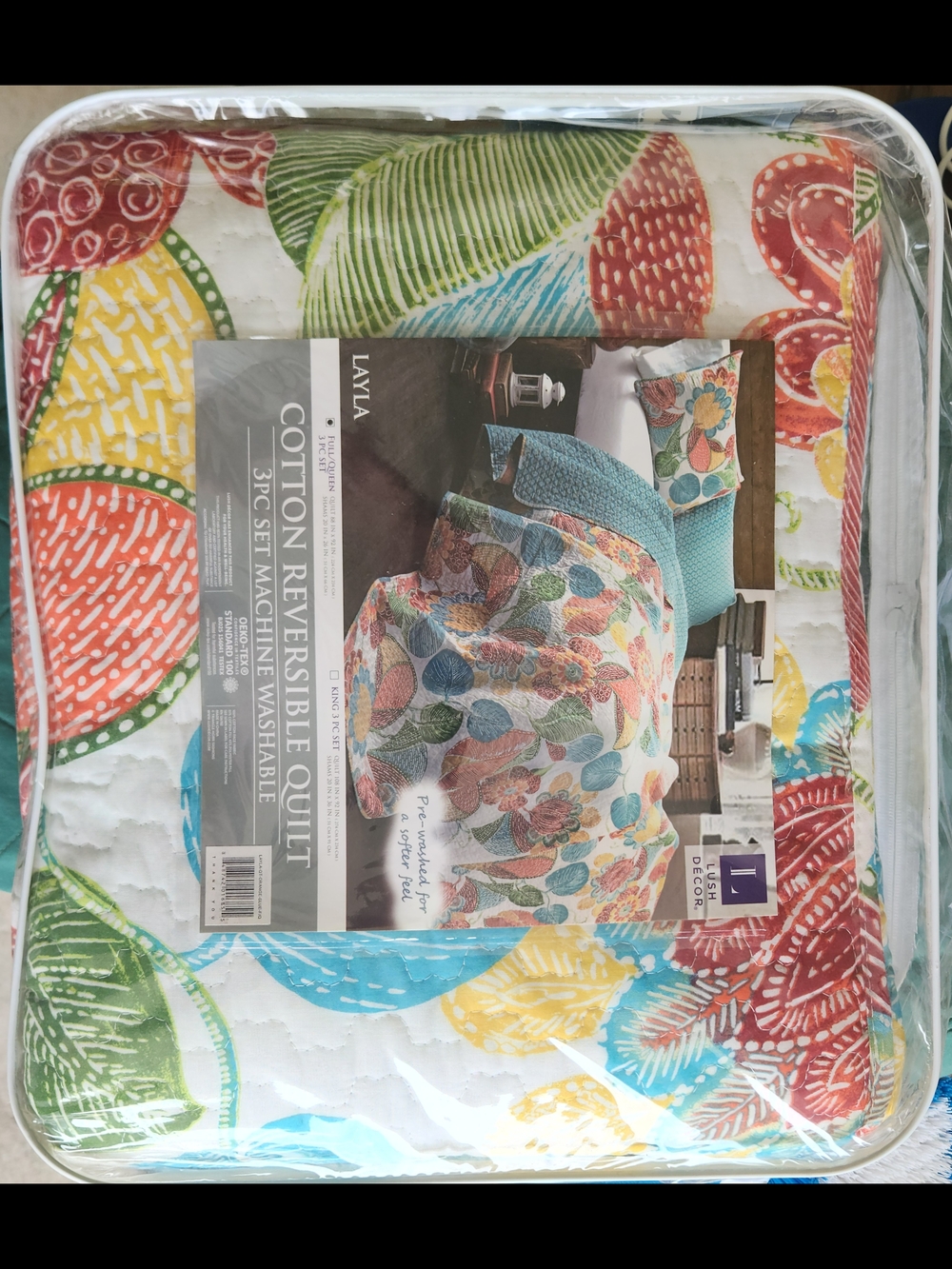 Cotton Reversible Quilt - Multicolor Lush Decor